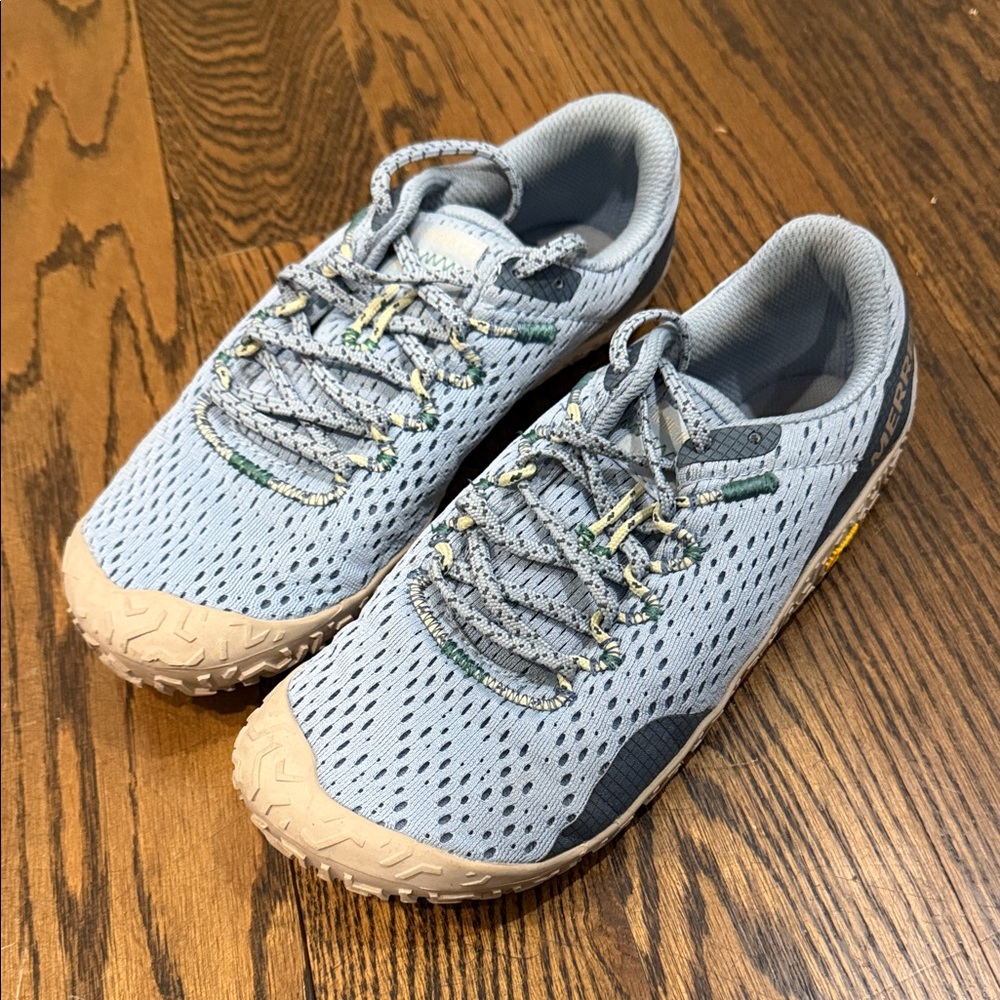 Merrell Light Blue Mesh Sneakers with Cream Trim
